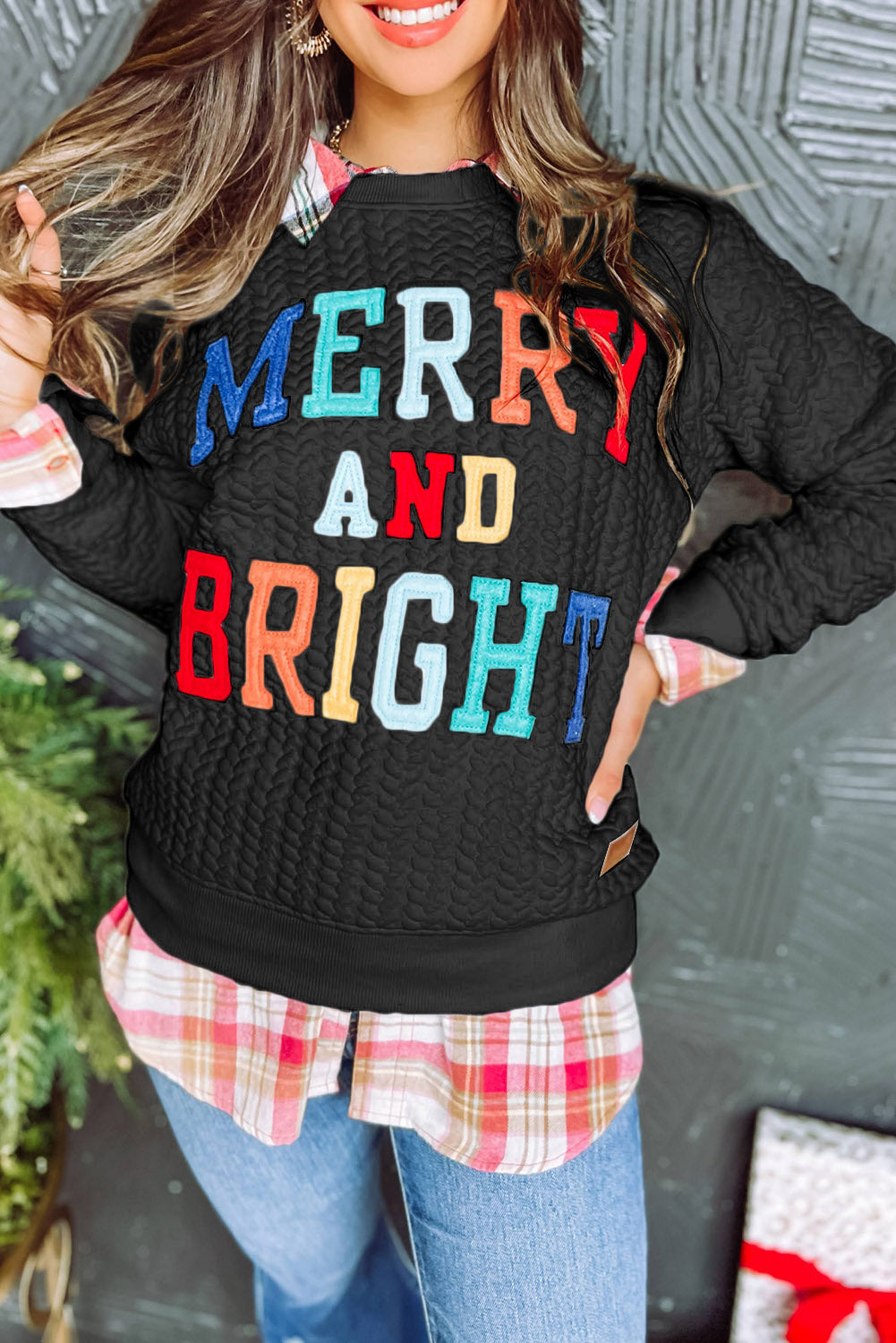 Dearlovers White Merry And Bright Cable Knit Pullover Sweatshirt